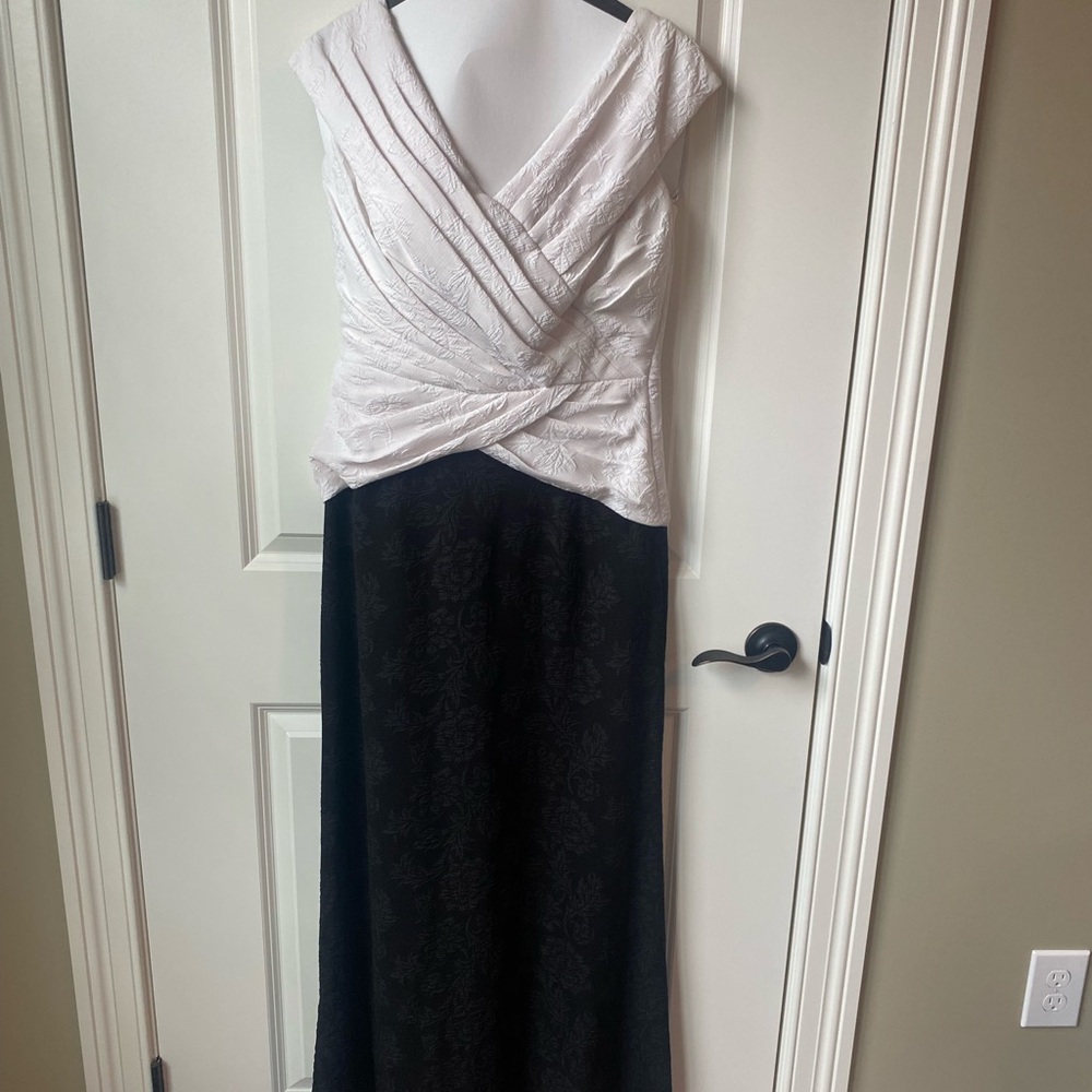 White and black formal gown